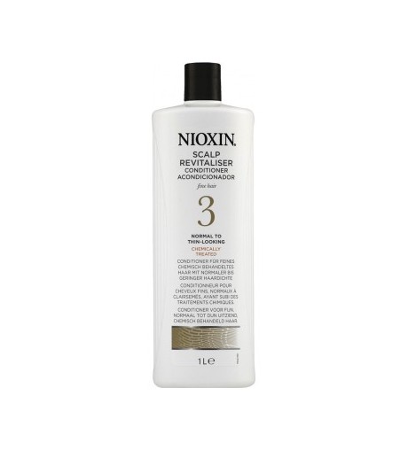 Conditionneur pour cheveux fins. Normaux à clairsemés. Nioxin 3 1000ml