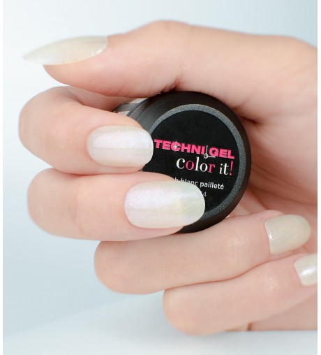 Gel de couleur French blanc pailleté